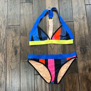 P.E Nation 2-piece Bikini - multicolor strips … flattering and sexy
